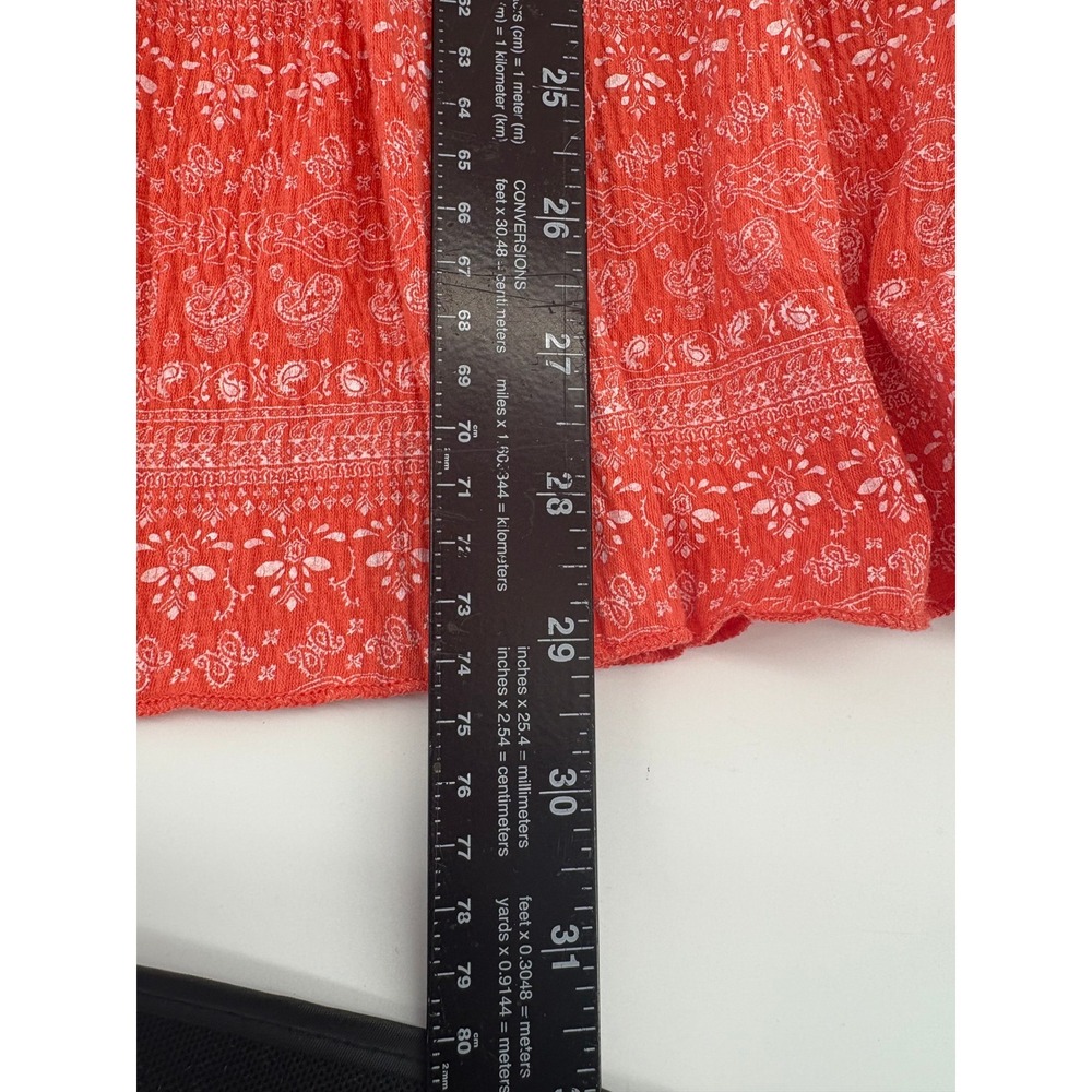 Almost Famous Orange Paisley Smocked Empire Waist Ruffle Tiered Dress M - Picture 4 of 6